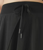 Jupe Taille Haute 2 En 1 En Maille Contrastée Avec Cordon De Serrage Et Poche Latérale Fluide Evasée Casual Grande Taille