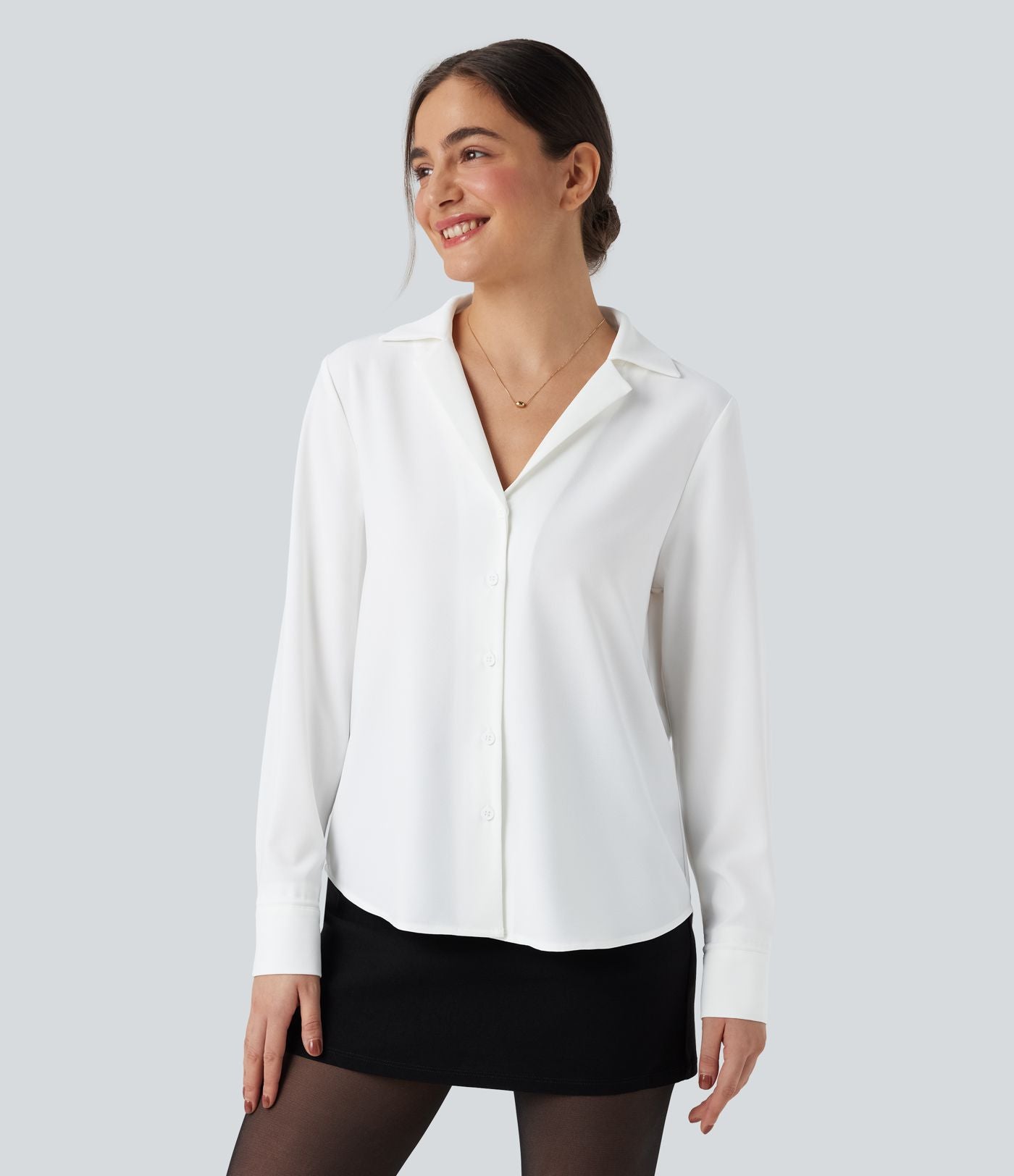 Chemise tailleur manches longues ourlet arrondi