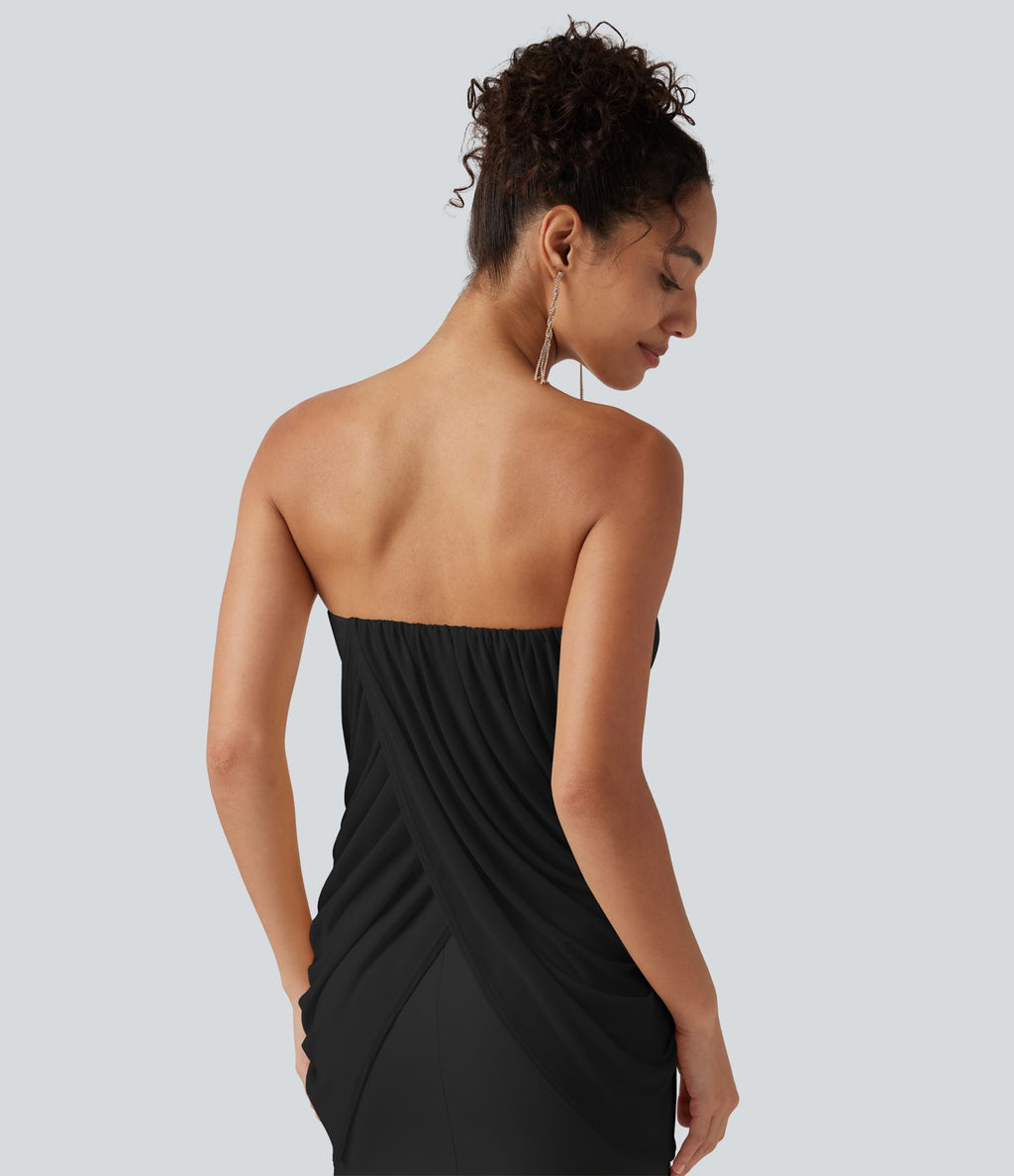 Robe maxi sirène SoftlyZero™ Plush bustier avec maintien intégré, coussinets amovibles et mesh contrasté