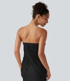 Robe maxi sirène SoftlyZero™ Plush bustier avec maintien intégré, coussinets amovibles et mesh contrasté