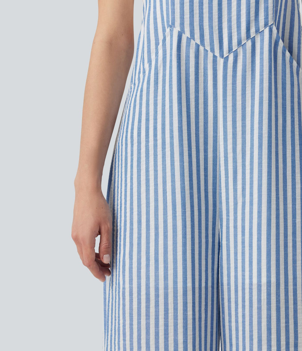 Salopette casual rayée effet lin avec poches
