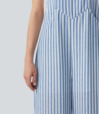 Salopette casual rayée effet lin avec poches