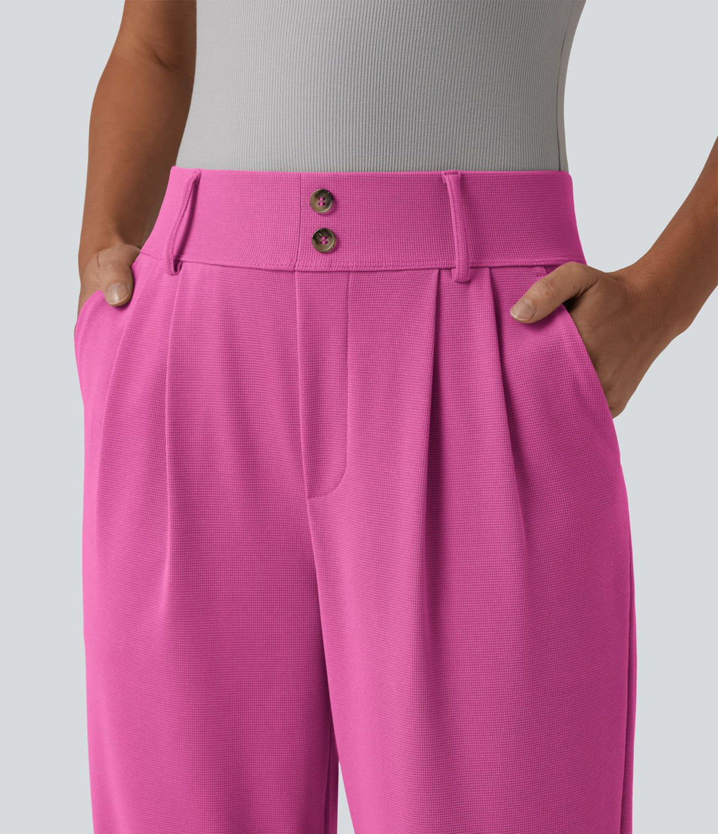 Halara Flex™ Pantalon tailleur fuselé taille haute en tissu gaufré avec poches