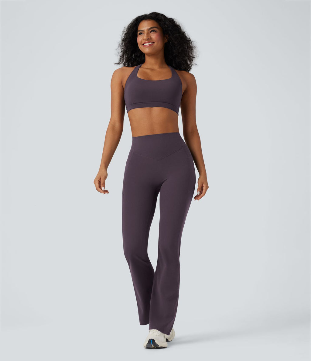 Pantalon de yoga à coupe bootcut gainant galbant taille haute avec effet scrunch et poches Halara UltraSculpt™
