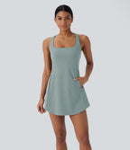 Robe de sport yoga mini 2-pièces SoftlyZero™ Plush à découpes avec poche A-C