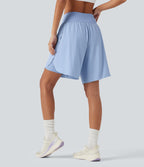 Short de course 2 en 1 SoftlyZero™ QuickDry taille haute, effet ventre plat, pois réfléchissants, ourlet croisé, 23 cm, avec poches
