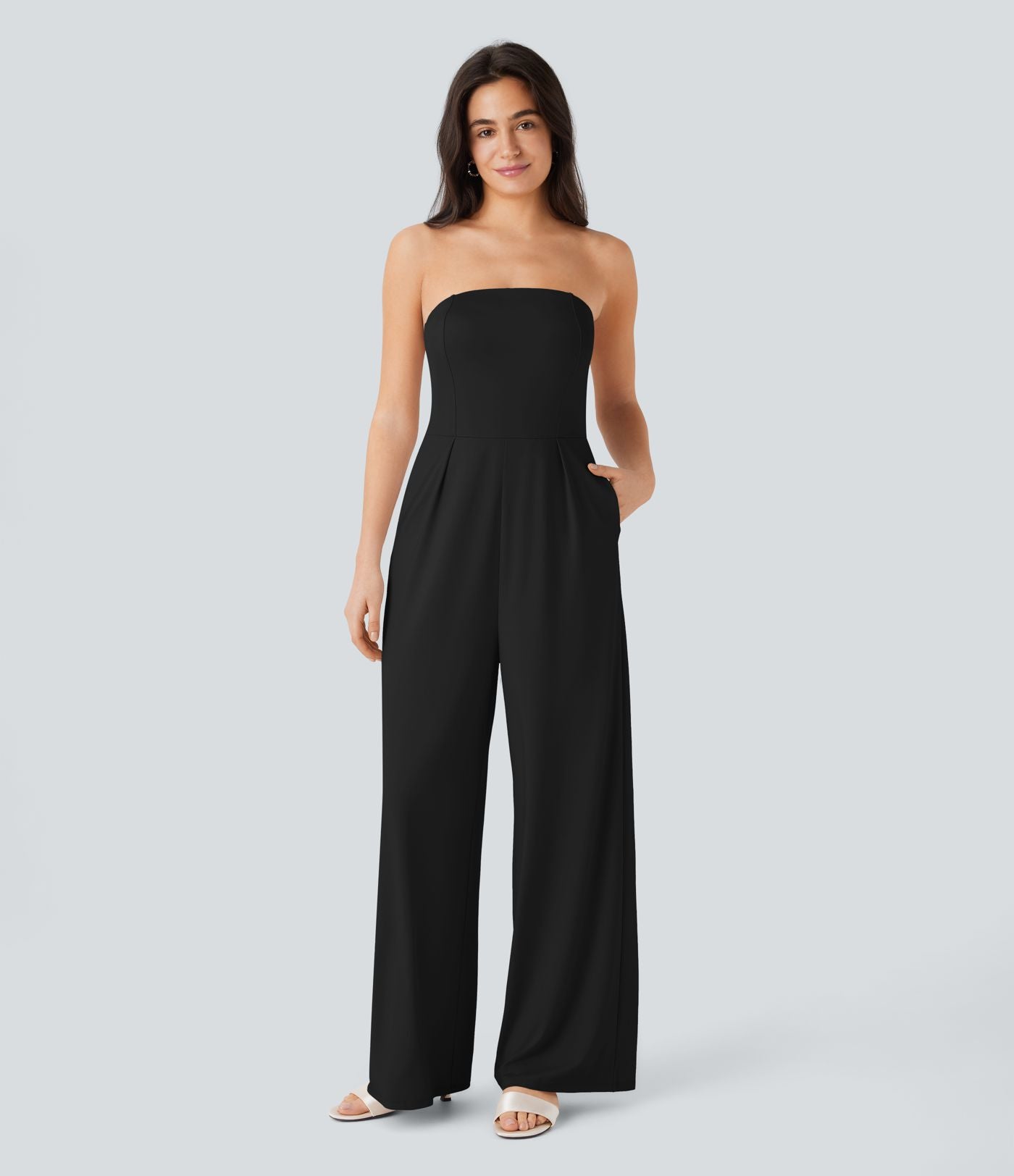 Combinaison bustier à jambes larges avec poches latérales et fermeture éclair invisible - Édition Easy Peasy - Pour mariages et cérémonies