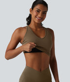 Débardeur de yoga SoftlyZero™ court col V dos nageur ourlet croisé avec brassière intégrée effet frais InstantCool, protection solaire UPF50+