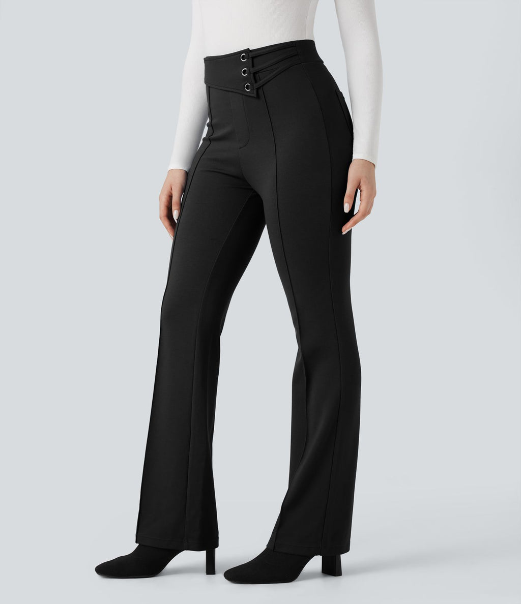 Pantalon tailleur évasé taille haute Halara Flex™ avec poches