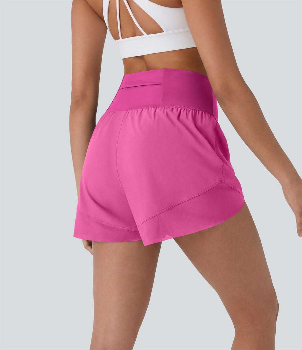 Breezeful™ Short yoga taille haute avec poche arrière ourlet croisé séchage rapide