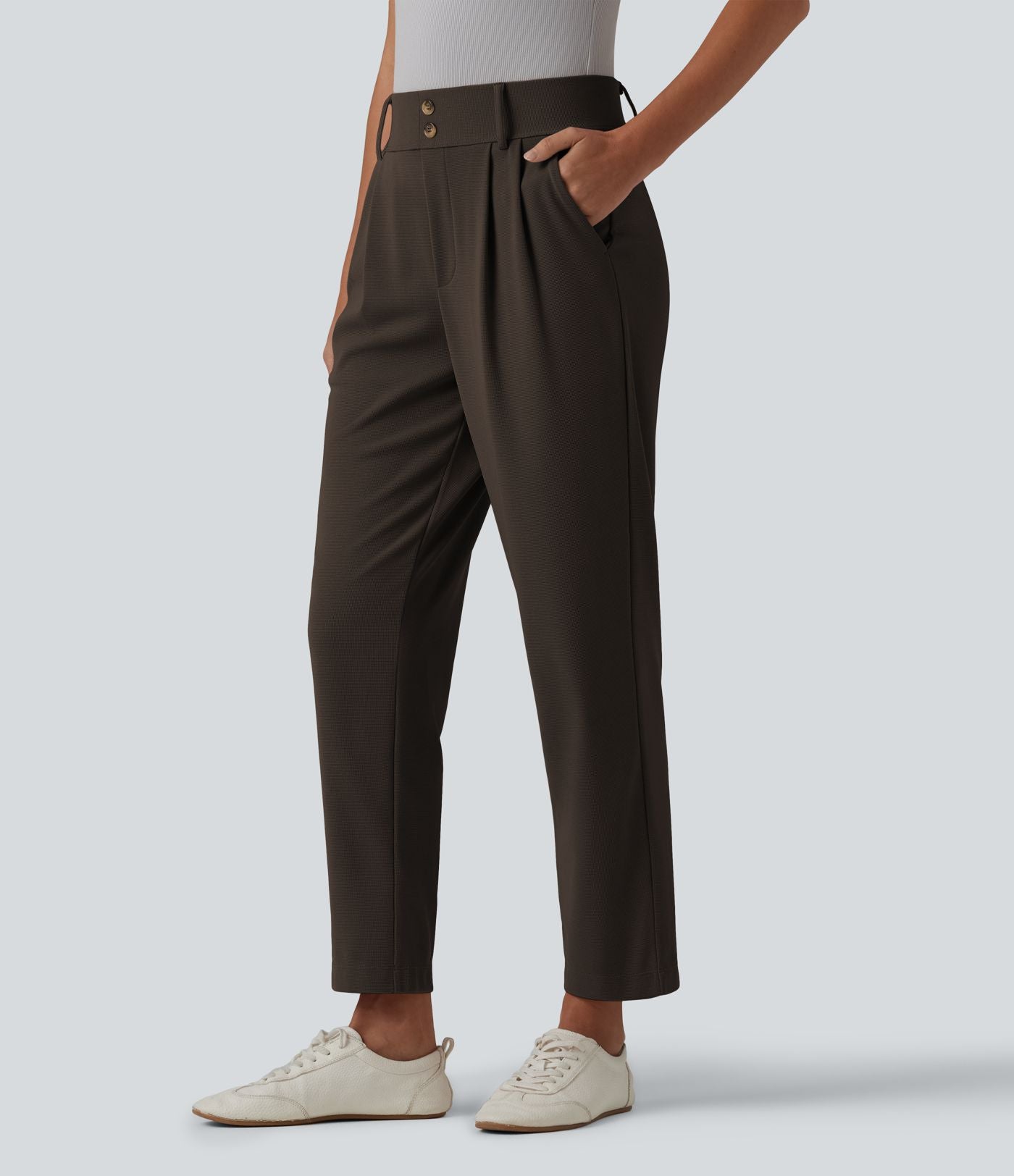Halara Flex™ Pantalon tailleur fuselé taille haute en tissu gaufré avec poches