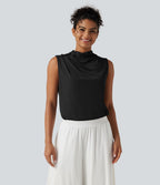 Haut tailleur sans manches à col cheminée et dos à découpe goutte d'eau à effet frais InstantCool, protection solaire UPF50+