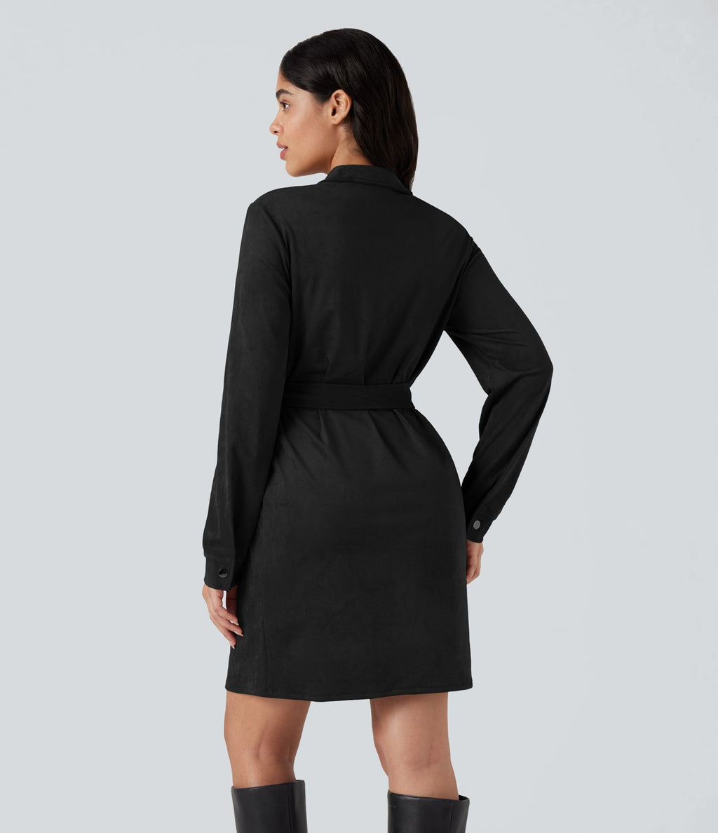 Robe courte col tailleur manches longues