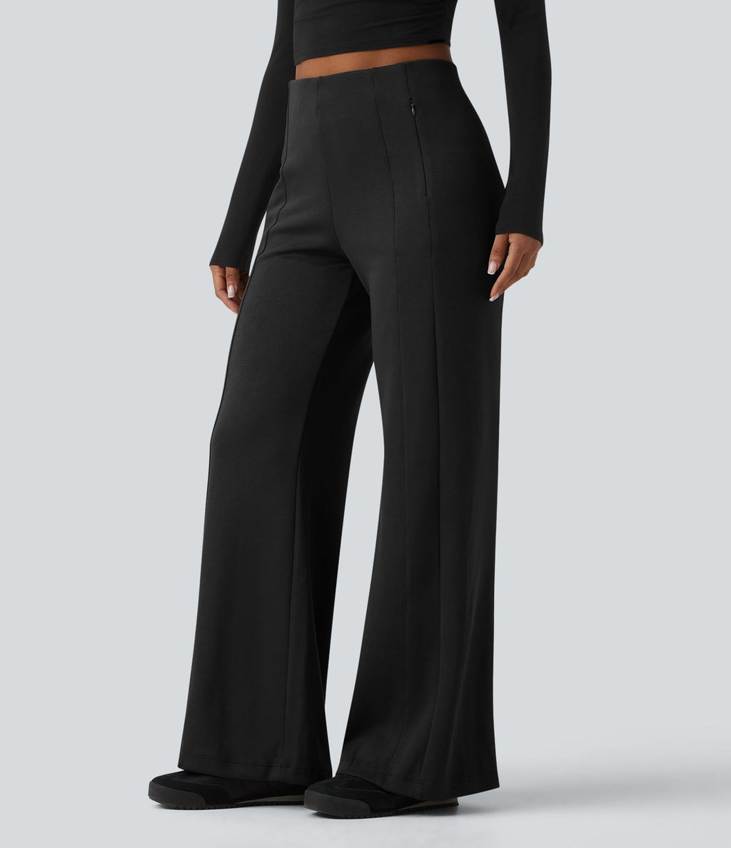 Pantalon casual SpacerTek™ large taille haute avec poches zippées