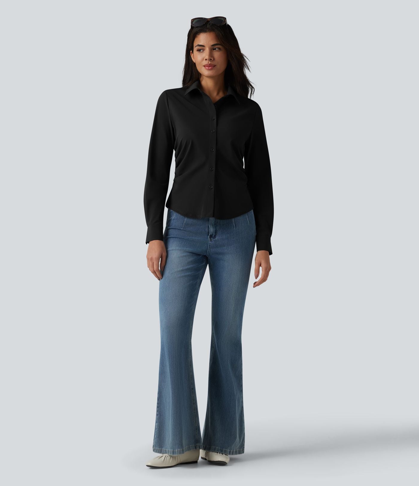 Chemise casual infroissable à manches longues et séchage rapide