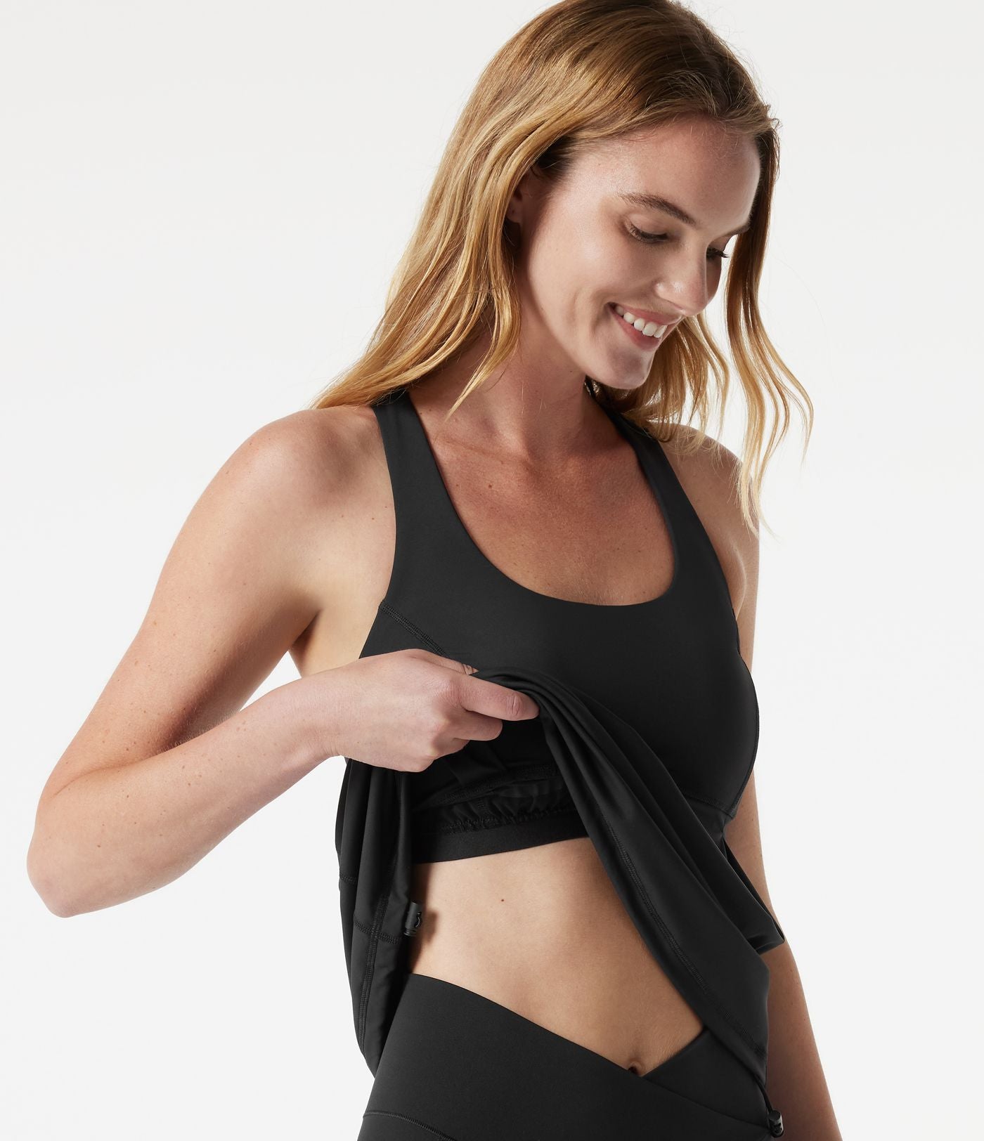 Débardeur de running dos nageur à ourlet ajustable, à effet frais InstantCool, séchage rapide, coques amovibles, protection solaire UPF50+