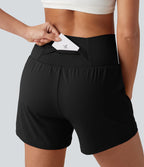 Short de yoga SoftlyZero™ Airy croisé taille haute 2-en-1 effet frais InstantCool 12,5 cm avec poches