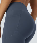 Halara UltraSculpt™ Legging Yoga 7/8 à Taille Haute Croisée avec Contrôle du Ventre et Push-up Toucher Frais Poches Latérales
