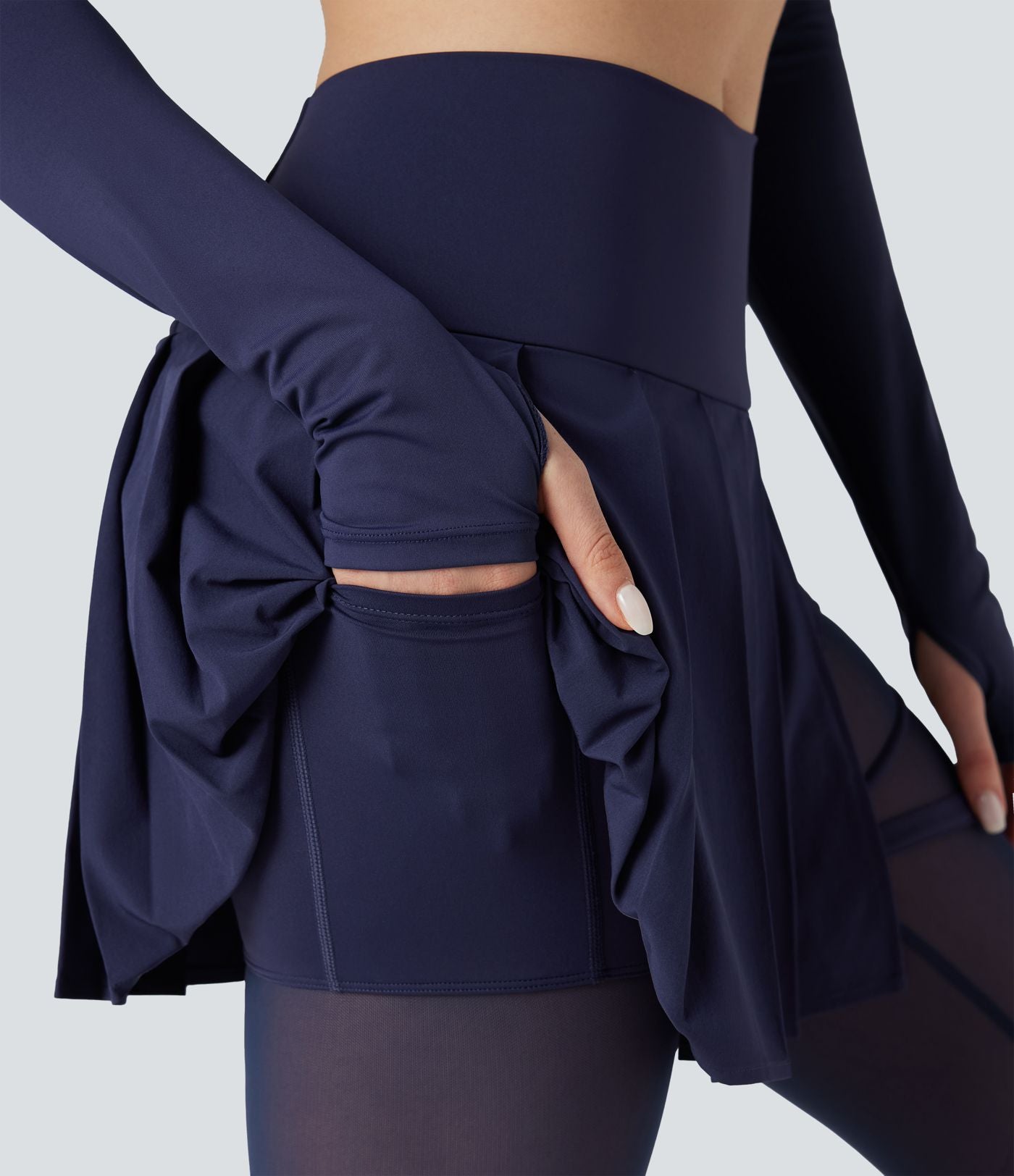 Legging à jupe étrier danse Breezeful™ 2-en-1 taille haute plissé résille contrastante séchage rapide avec poches