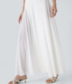 Robe longue fluide à bretelles ajustables avec maille contrastée pour demoiselle d'honneur et invitée de mariage