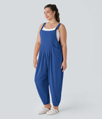 Sangle Réglable Bouton Plusieurs Poches Plissé Gaufré Casual Grande Taille Salopette