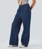 Jean Halara Flex™ taille haute large à cordon de serrage en maille extensible effet frais InstantCool avec poches
