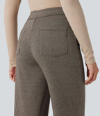 Halara Flex™ Pantalon tailleur pied-de-poule coupe droite taille haute avec poches