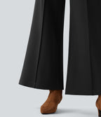 Pantalon tailleur taille haute évasé ample en ponte roma résistant