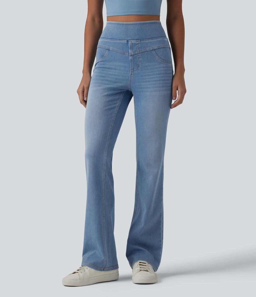 Jean Halara Flex™ taille haute évasé slim décontracté avec poches
