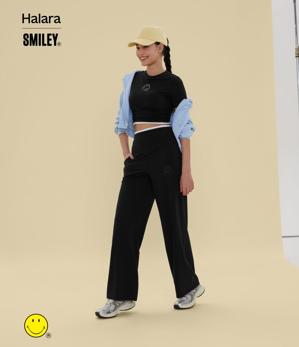 Pantalon de yoga droit Halara X Smiley® Halara UltraSculpt™ taille haute ventre plat avec poches