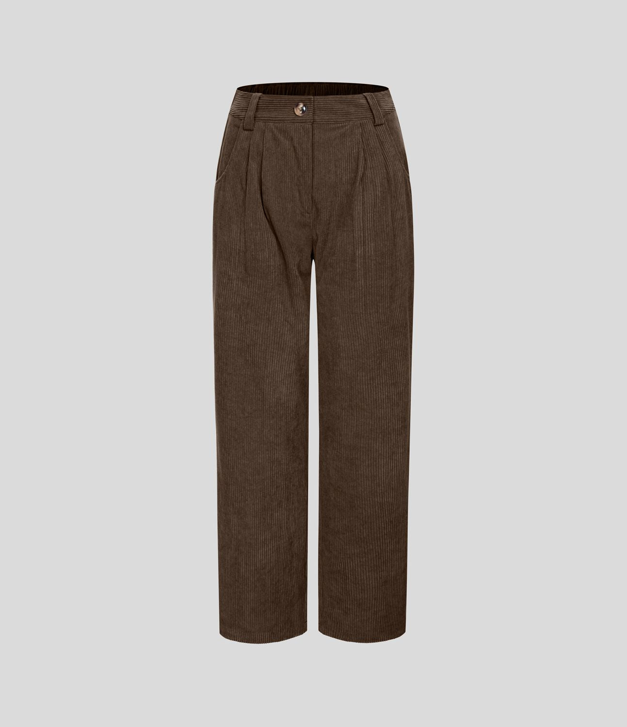 Pantalon en velours côtelé décontracté taille moyenne avec poches latérales
