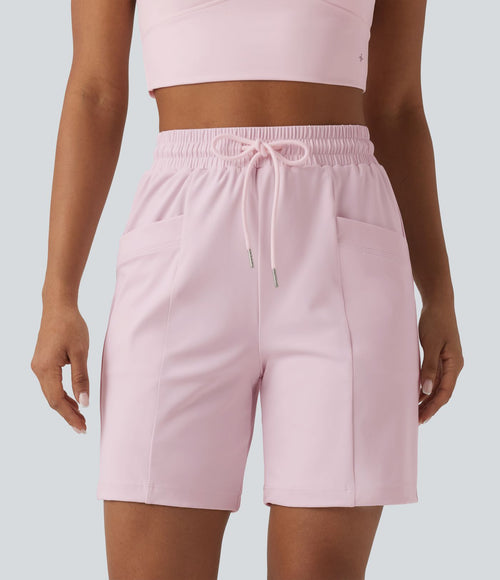Bermuda de yoga SoftlyZero™ Airy taille haute avec cordon de serrage effet frais InstantCool et poches, protection solaire UPF50+