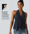 Chemisier casual en dentelle dos nu ourlet à volants avec brassière intégrée