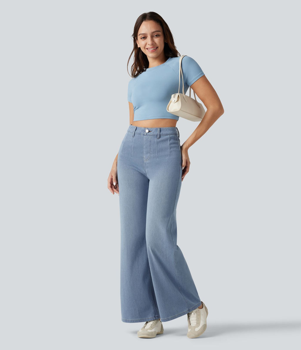 Jean large décontracté Halara Flex™ Curvy taille haute gainant avec poches