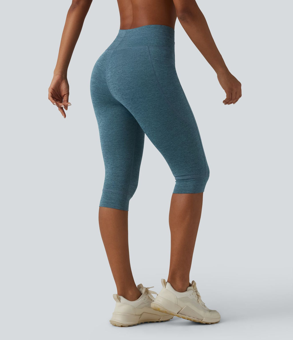 Legging de yoga Halara UltraSculpt™ chiné, taille haute, à cordon de serrage, séchage rapide, style caleçon avec poches