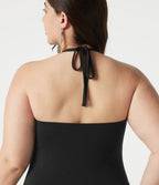 Robe maxi grande taille col halter dos nu avec lien au dos et poches