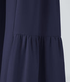 Breezeful™ Pantalon Large Casual Taille Haute Froncé à Nouer Devant et Dos Fluide Séchage Rapide