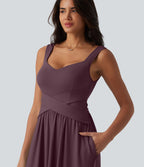 Robe longue fluide sans manches avec brassière intégrée (Bonnets E-G) et poches