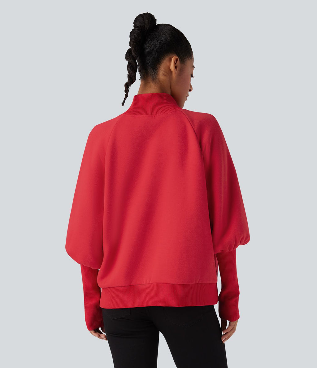 Sweat molleton col montant manches longues bishop