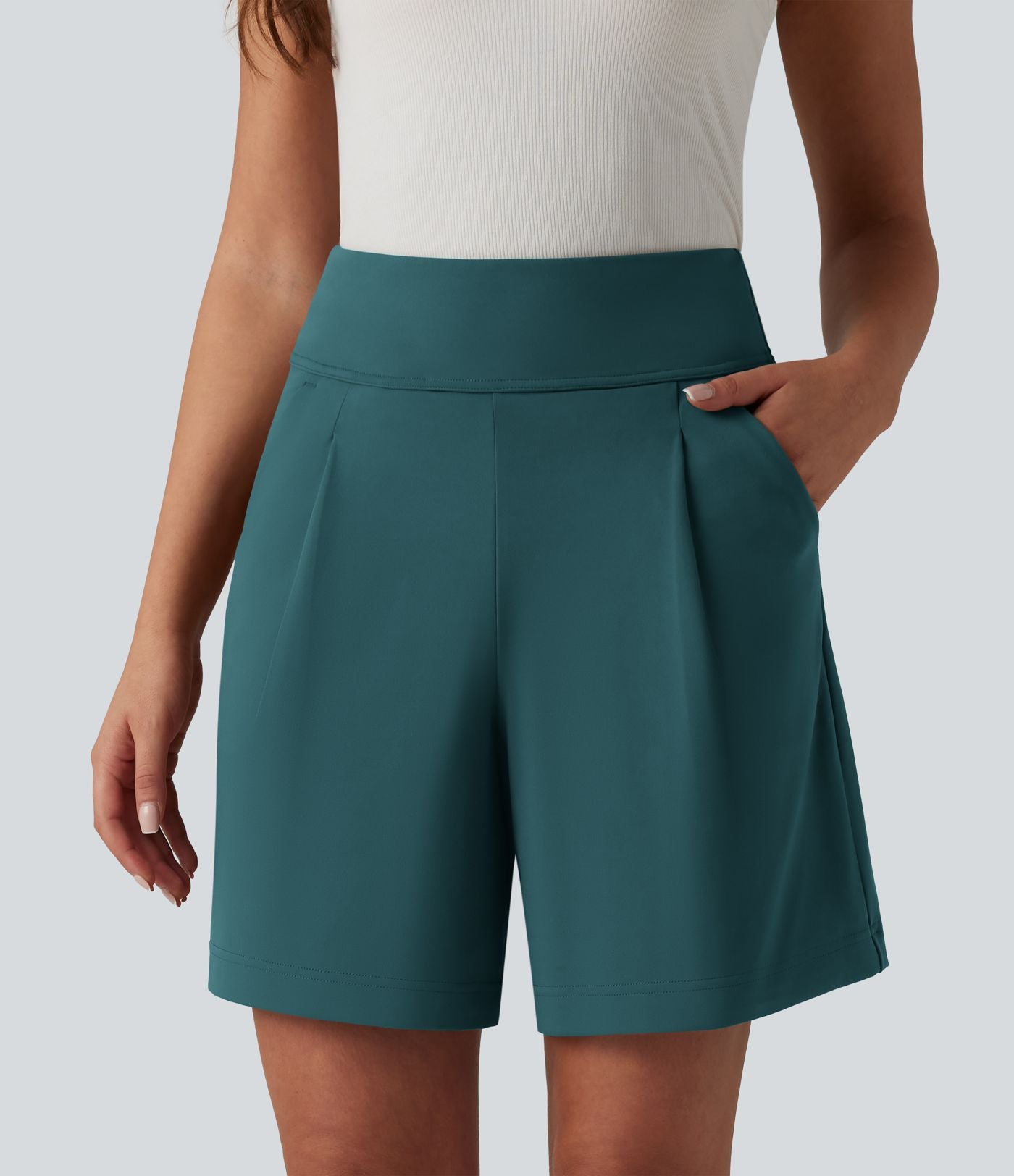 Short tailleur ample DayStretch taille haute 17,5 cm avec poches