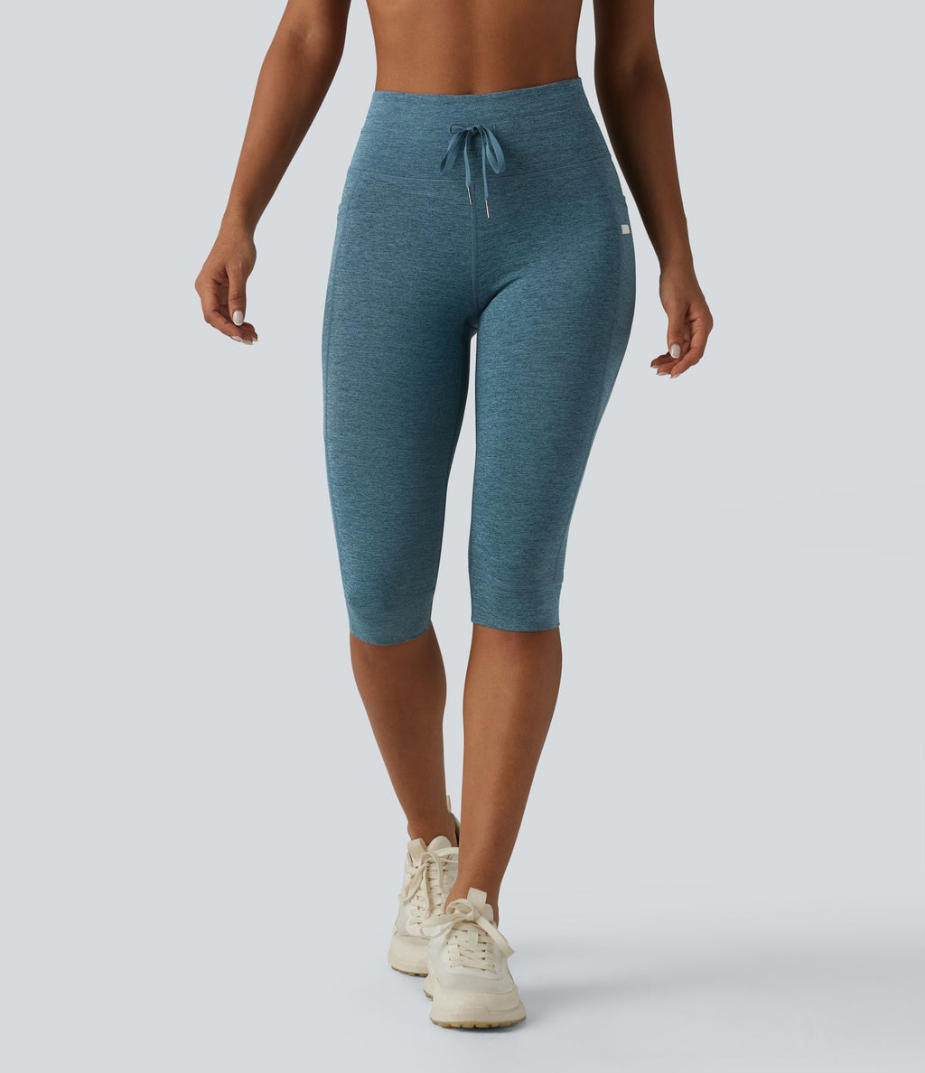 Legging de yoga Halara UltraSculpt™ chiné, taille haute, à cordon de serrage, séchage rapide, style caleçon avec poches