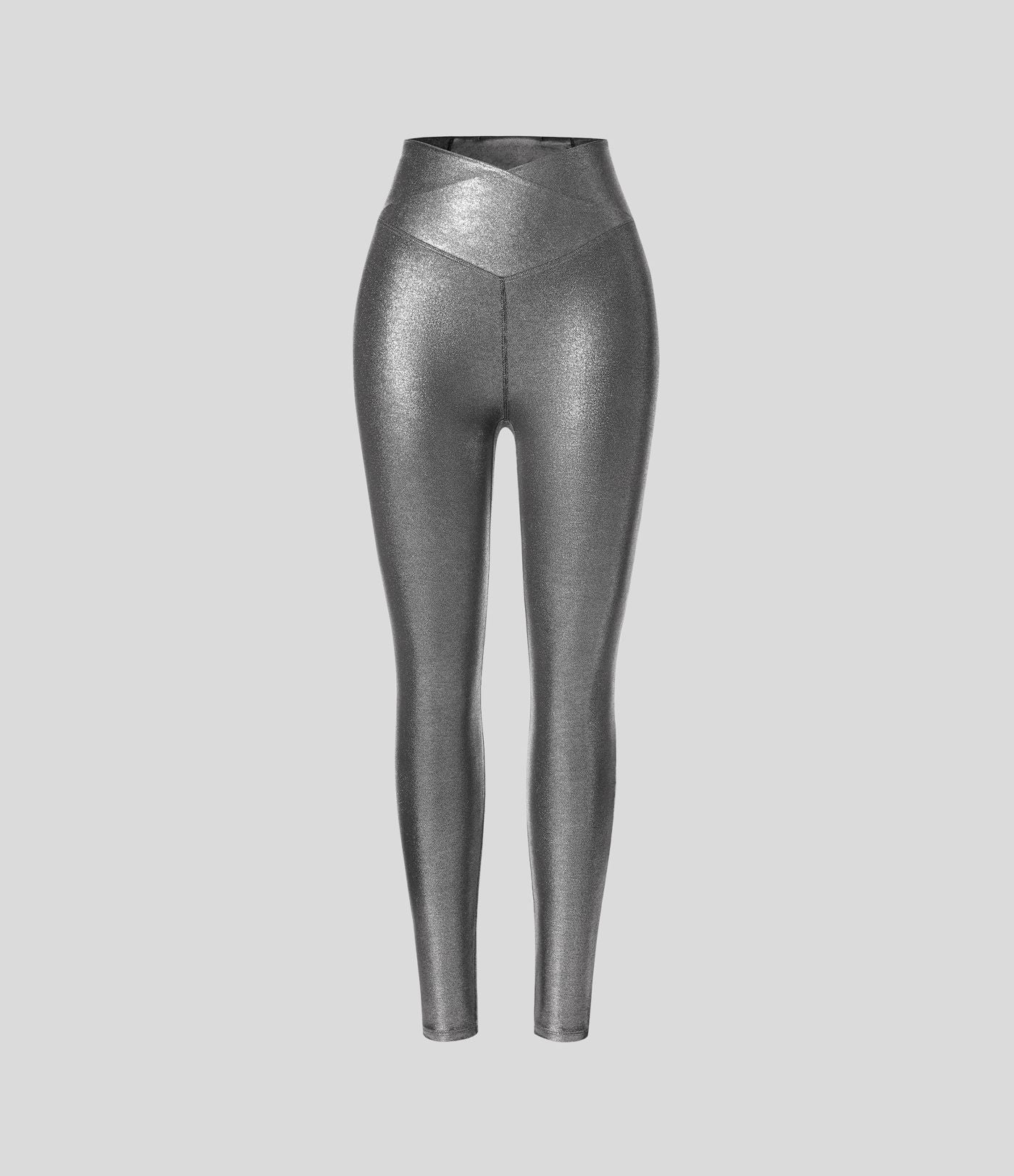 Legging de yoga SoftlyZero™ en simili stretch avec taille croisée, imprimé métallisé et poche arrière