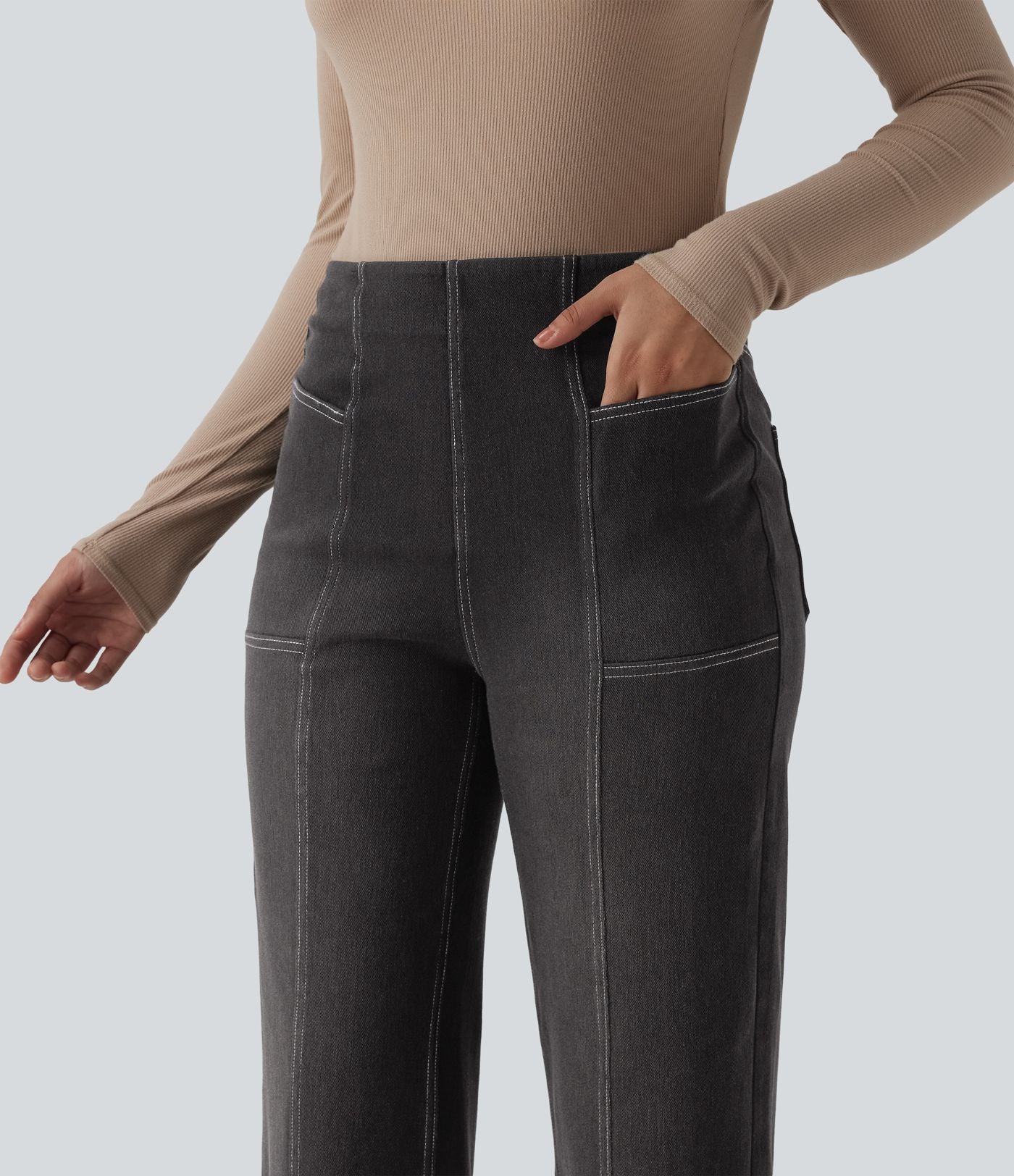 Halara Flex™ Jean large décontracté taille haute ventre plat avec poches