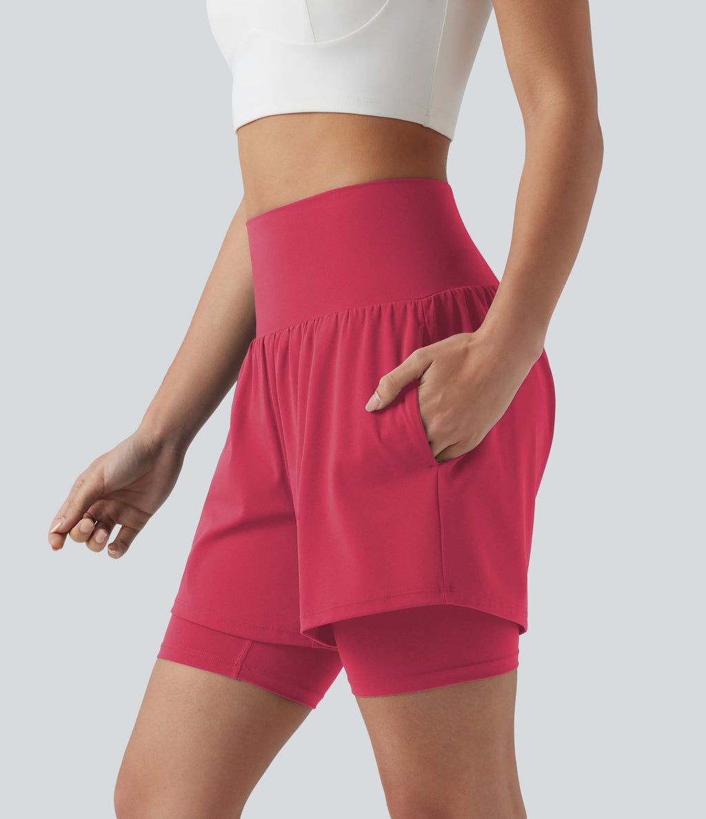 Short de yoga SoftlyZero™ Airy 2-en-1 taille ultra-haute effet frais InstantCool 17,5 cm avec poches