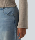 Gilet casual à capuche avec manches à volants et fermeture zippée