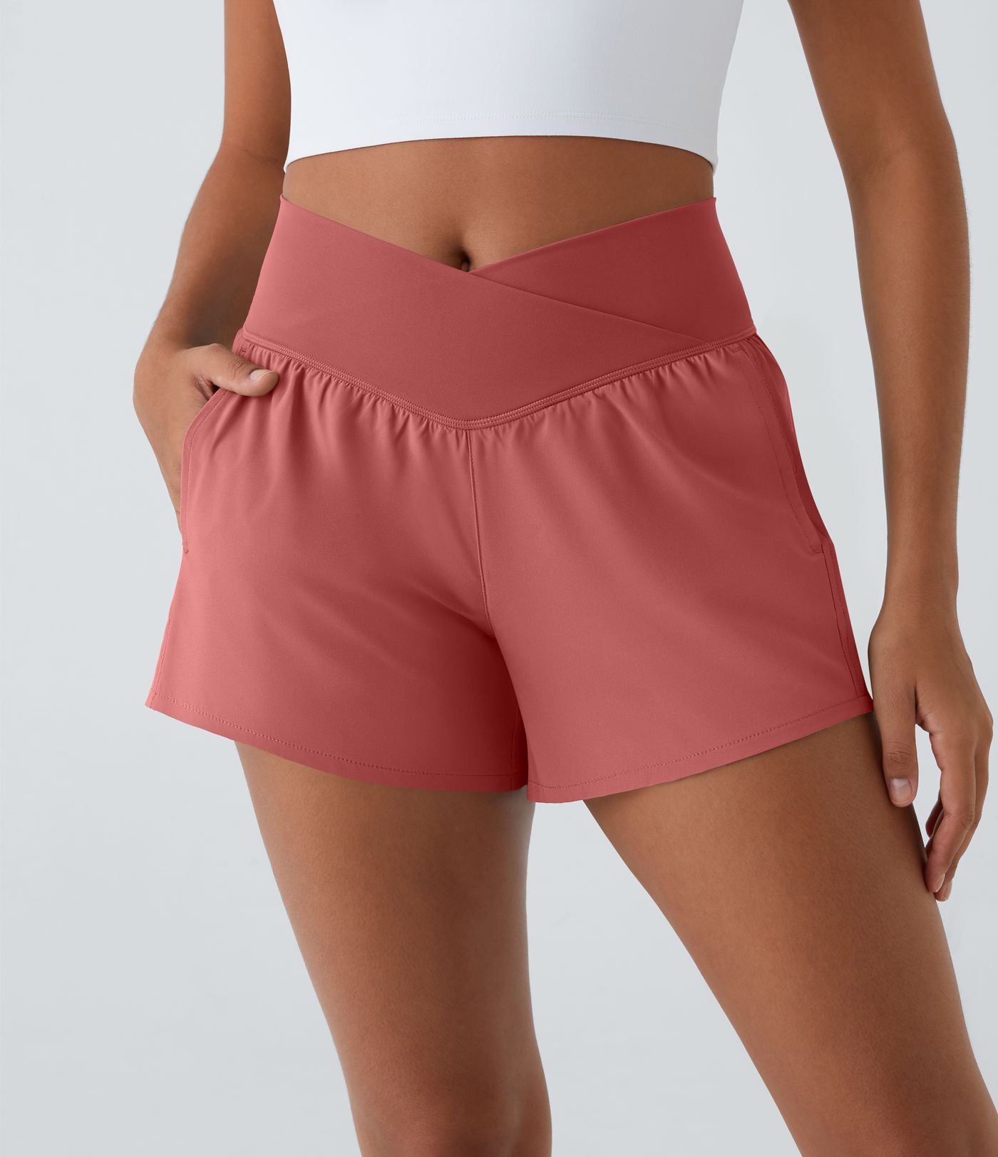 Breezeful™ Shorts 10cm Yoga Séchage Rapide 2 en 1 Taille Haute Poches Latérales Croisées