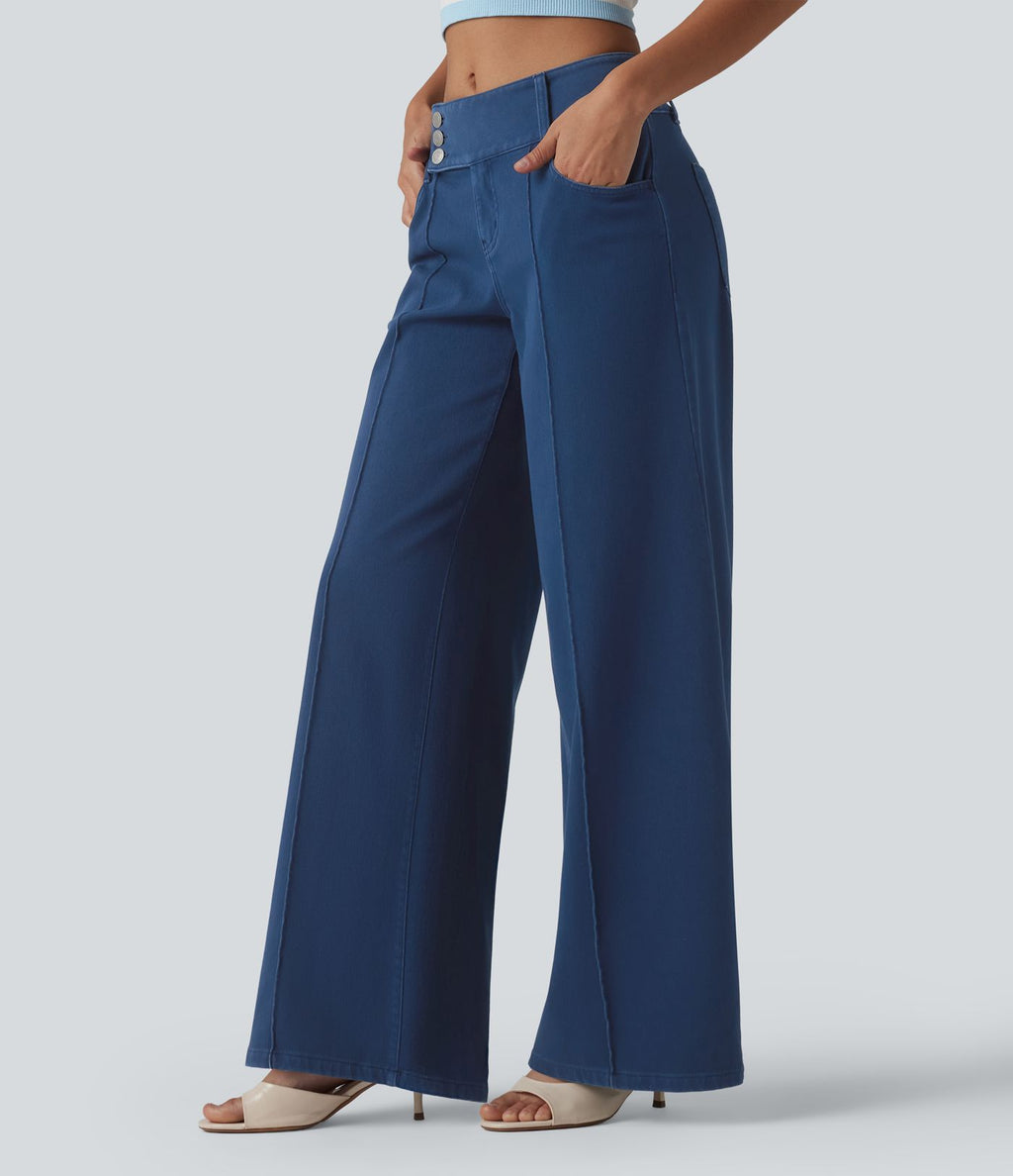 Halara Flex™ Jean droit coloré taille basse avec poches