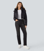 Jean délavé coupe droite taille haute Halara Flex™ Denim Heat avec poches
