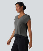 T-shirt casual col V manches courtes