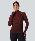 Haut de sport demi-zip à manches longues avec passants pouces sans couture OneForm Seamless Flow